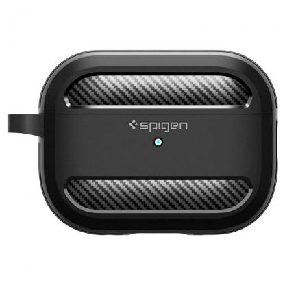 Spigen Rugged Armor Case - силиконов удароустойчив кейс с карабинер за Apple AirPods Pro 2 (черен) 6