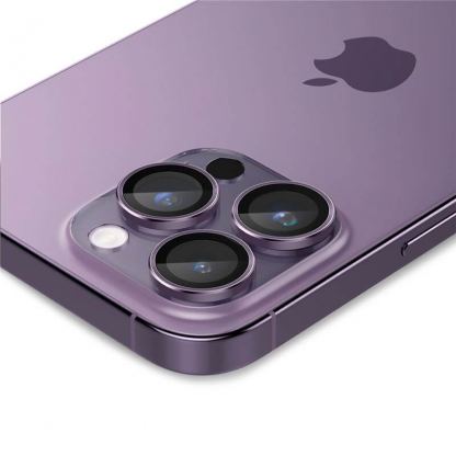 Spigen Optik Pro tR Ez Fit Lens Protector - 2 комплекта предпазни стъклени лещи за камерата на iPhone 14 Pro, iPhone 14 Pro Max (лилав) 4