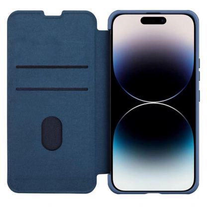 Nillkin Qin Book Pro Leather Flip Case - кожен калъф, тип портфейл за iPhone 14 Pro (син) 3