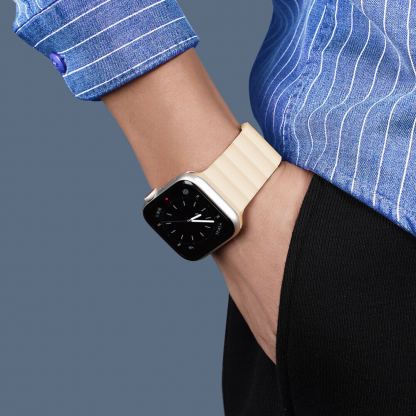 Dux Ducis Silicone Magnetic Strap (Chain Version) - магнитна силиконова каишка за Apple Watch 42мм, 44мм, 45мм, 46мм, Ultra 49мм (бежов) 4