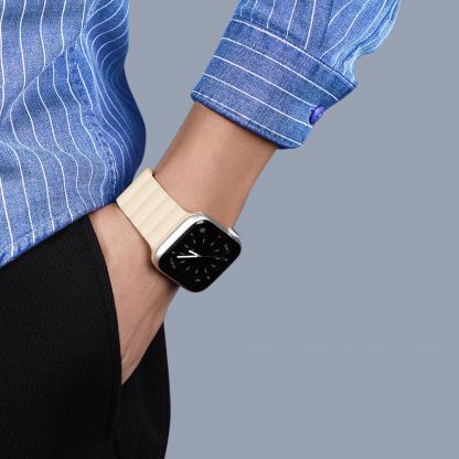 Dux Ducis Silicone Magnetic Strap (Chain Version) - магнитна силиконова каишка за Apple Watch 42мм, 44мм, 45мм, 46мм, Ultra 49мм (бежов) 6