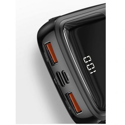 Baseus Qpow Digital Display Power bank with USB-C cable 15W (PPQD-A01) - външна батерия 10000 mAh с вграден USB-C кабел и USB-C, USB-A и Lightning портове (черен) 5