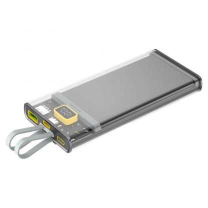 4smarts Power Bank Lucid Dual Cord 10000 mAh 22.5W - външна батерия с вградени USB-C и Lightning кабели, USB-A и USB-C изходи с технология за бързо зареждане (сив) 7