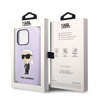 Karl Lagerfeld Liquid Silicone Ikonik NFT Case - дизайнерски силиконов кейс за iPhone 14 Pro (лилав) 6