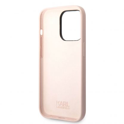 Karl Lagerfeld Liquid Silicone Ikonik NFT Case - дизайнерски силиконов кейс за iPhone 14 Pro (розов) 5