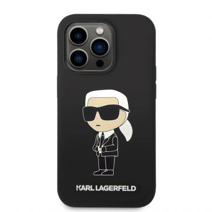 Karl Lagerfeld Liquid Silicone Ikonik NFT Case - дизайнерски силиконов кейс за iPhone 14 Pro (черен) 2