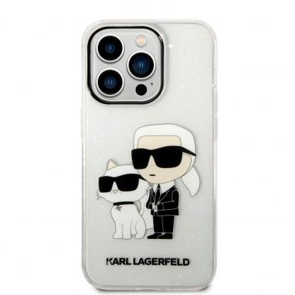 Karl Lagerfeld IML Glitter Karl and Choupette NFT Case - дизайнерски силиконов кейс за iPhone 14 Pro (прозрачен) 2