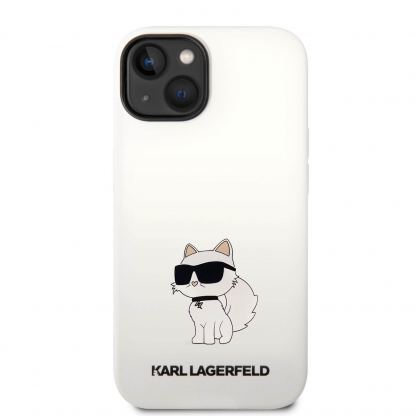 Karl Lagerfeld Liquid Silicone Choupette NFT Case - дизайнерски силиконов кейс за iPhone 14 (бял) 2