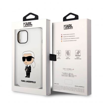 Karl Lagerfeld Liquid Silicone Ikonik NFT Case - дизайнерски силиконов кейс за iPhone 14 (бял) 6