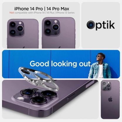 Spigen Optik Lens Protector - комплект 2 броя предпазни стъклени протектора за камерата на iPhone 14 Pro, iPhone 14 Pro Max (прозрачен) 10