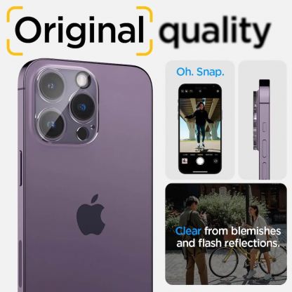 Spigen Optik Lens Protector - комплект 2 броя предпазни стъклени протектора за камерата на iPhone 14 Pro, iPhone 14 Pro Max (прозрачен) 13