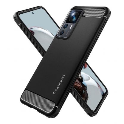 Spigen Rugged Armor Case - тънък качествен силиконов (TPU) калъф за Xiaomi 12T, Xiaomi 12T Pro (черен) 2