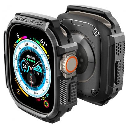 Spigen Rugged Armor Case - удароустойчив TPU кейс за Apple Watch Ultra 49мм (черен) 3