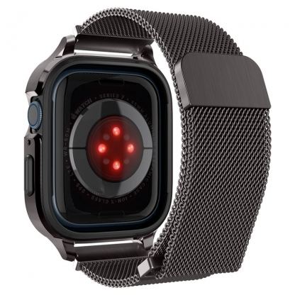 Spigen Metal Fit Pro - удароустойчив хибриден кейс със стоманена каишка за Apple Watch 8 45мм, Apple Watch 7 45мм (тъмносив)  7