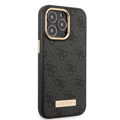 Guess PU 4G MagSafe Leather Hard Case - дизайнерски кожен кейс с MagSafe за iPhone 14 Pro (черен) 3