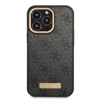Guess PU 4G MagSafe Leather Hard Case - дизайнерски кожен кейс с MagSafe за iPhone 14 Pro (черен) 5