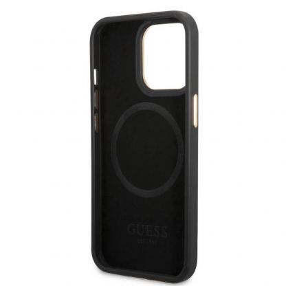 Guess PU 4G MagSafe Leather Hard Case - дизайнерски кожен кейс с MagSafe за iPhone 14 Pro (черен) 7