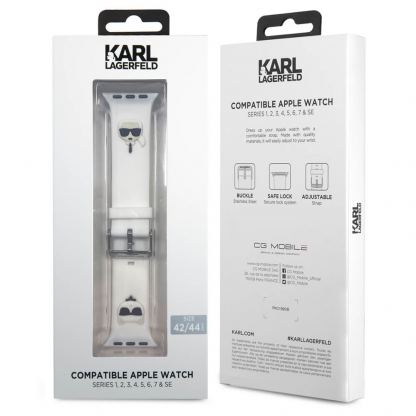 Karl Lagerfeld Karl and Choupette Silicone Watch Strap - силиконова каишка за Apple Watch 42мм, 44мм, 45мм, 46мм, Ultra 49мм (бял) 3