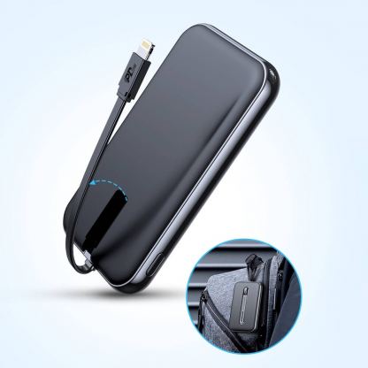 Joyroom Power Bank with Lightning cable 20W 10000mAh - външна батерия 10000 mAh с вграден Lightning кабел и USB-C, USB-A и Lightning портове (черен) 2