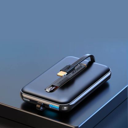 Joyroom Power Bank with Lightning cable 20W 10000mAh - външна батерия 10000 mAh с вграден Lightning кабел и USB-C, USB-A и Lightning портове (черен) 6