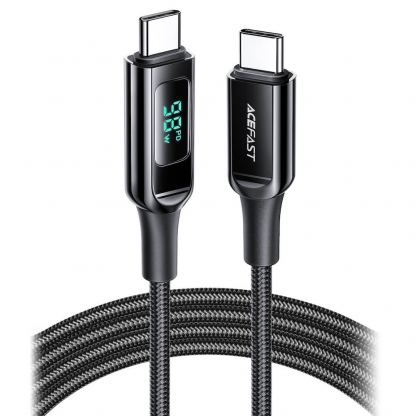 Acefast C6-03 LED Display USB-C to USB-C Cable 100W - здрав кабел с LED дисплей и въжена оплетка с бързо зареждане за устройства с USB-C порт (200 см) (черен) 6