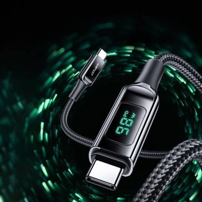 Acefast C6-03 LED Display USB-C to USB-C Cable 100W - здрав кабел с LED дисплей и въжена оплетка с бързо зареждане за устройства с USB-C порт (200 см) (черен) 9
