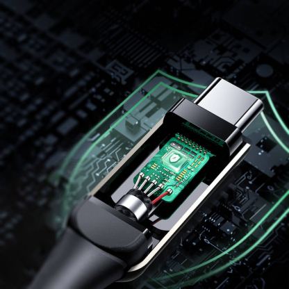 Acefast C6-03 LED Display USB-C to USB-C Cable 100W - здрав кабел с LED дисплей и въжена оплетка с бързо зареждане за устройства с USB-C порт (200 см) (черен) 10