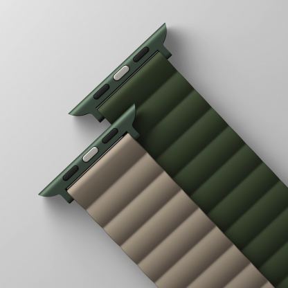 Uniq Revix Silicone Magnetic Strap - двулицева магнитна силиконова каишка за Apple Watch 42мм, 44мм, 45мм, 46мм, Ultra 49мм (тъмнозелен-бежoв) 3