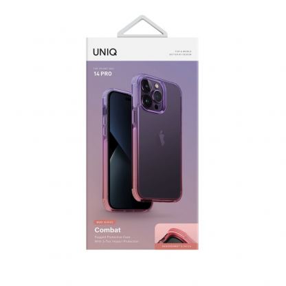 Uniq Combat Duo Case - хибриден удароустойчив кейс за iPhone 14 Pro (лилав-розов) 3
