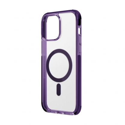 Uniq Combat MagClick Case - хибриден удароустойчив кейс за с MagSafe за iPhone 14 Pro Max (лилав-прозрачен) 2