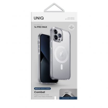 Uniq Combat MagClick Case - хибриден удароустойчив кейс за с MagSafe за iPhone 14 Pro Max (прозрачен) 7