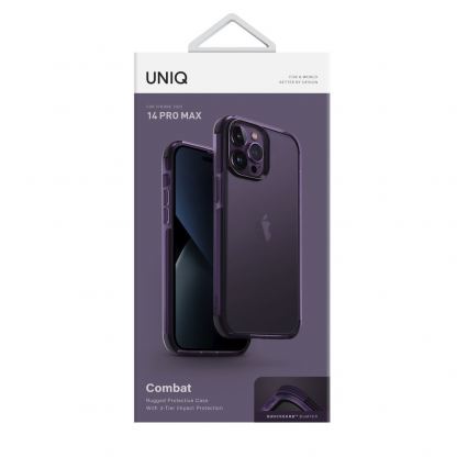 Uniq Combat Case - хибриден удароустойчив кейс за iPhone 14 Pro Max (лилав-прозрачен) 6