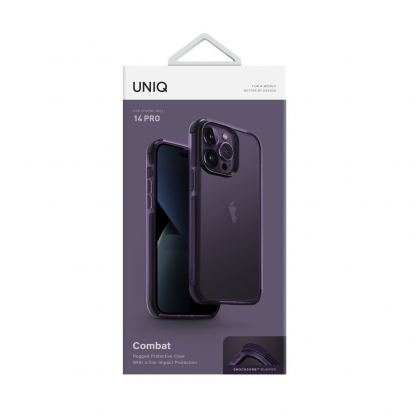 Uniq Combat Case - хибриден удароустойчив кейс за iPhone 14 Pro (лилав-прозрачен) 6