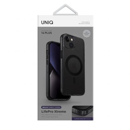 Uniq LifePro Xtreme Magnetic Case - хибриден удароустойчив кейс с MagSafe за iPhone 14 Plus (черен-прозрачен) 8