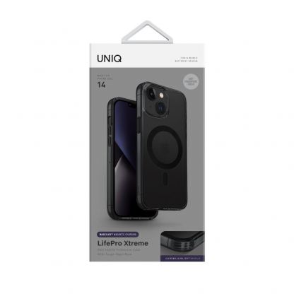 Uniq LifePro Xtreme Magnetic Case - хибриден удароустойчив кейс с MagSafe за iPhone 14 (черен-прозрачен) 7
