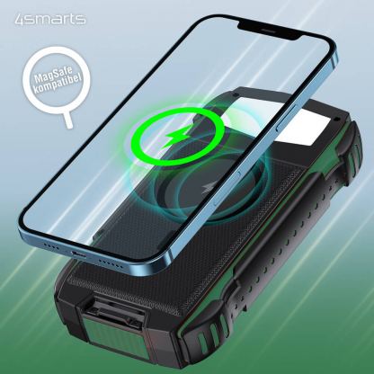4smarts Solar Power Bank Rugged TitanPack Ultimag 20000mAh - соларна удароустойчива външна батерия с 5xUSB изхода, компас и фенер (черен-зелен) 5