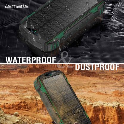 4smarts Solar Power Bank Rugged TitanPack Ultimag 20000mAh - соларна удароустойчива външна батерия с 5xUSB изхода, компас и фенер (черен-зелен) 6