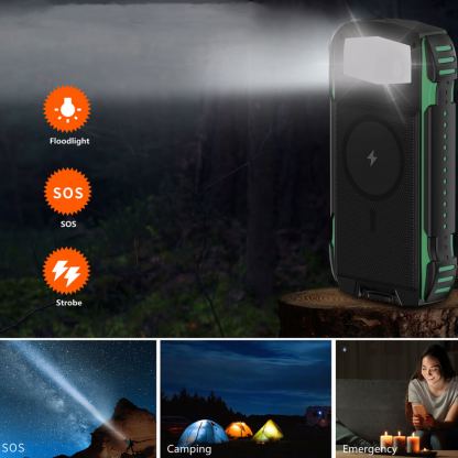 4smarts Solar Power Bank Rugged TitanPack Ultimag 20000mAh - соларна удароустойчива външна батерия с 5xUSB изхода, компас и фенер (черен-зелен) 8