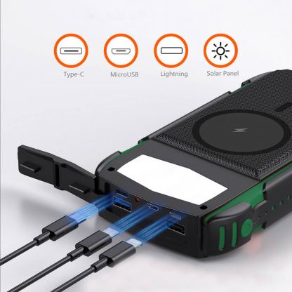4smarts Solar Power Bank Rugged TitanPack Ultimag 20000mAh - соларна удароустойчива външна батерия с 5xUSB изхода, компас и фенер (черен-зелен) 9