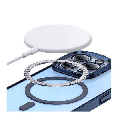 Baseus Glitter MagSafe Hybrid Protection Set - хибриден удароустойчив кейс с MagSafe и стъклено защитно покритие за дисплея на iPhone 14 Pro Max (син-прозрачен) 4