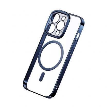 Baseus Glitter MagSafe Hybrid Protection Set - хибриден удароустойчив кейс с MagSafe и стъклено защитно покритие за дисплея на iPhone 14 Pro (син-прозрачен) 3