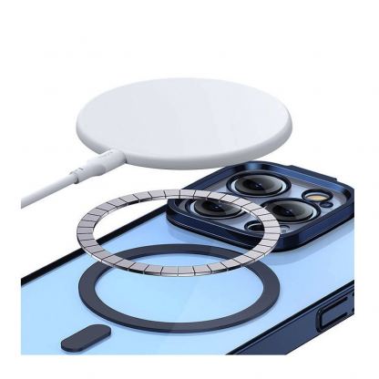 Baseus Glitter MagSafe Hybrid Protection Set - хибриден удароустойчив кейс с MagSafe и стъклено защитно покритие за дисплея на iPhone 14 Pro (син-прозрачен) 4