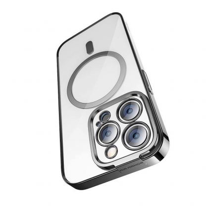 Baseus Glitter MagSafe Hybrid Protection Set - хибриден удароустойчив кейс с MagSafe и стъклено защитно покритие за дисплея на iPhone 14 Pro Max (сребрист-прозрачен) 2