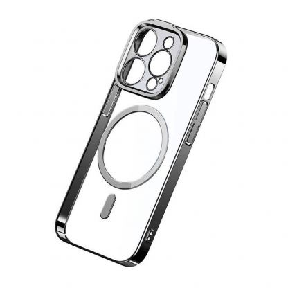 Baseus Glitter MagSafe Hybrid Protection Set - хибриден удароустойчив кейс с MagSafe и стъклено защитно покритие за дисплея на iPhone 14 Pro Max (сребрист-прозрачен) 3