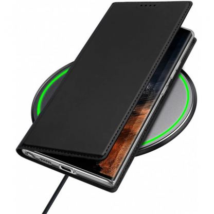 Dux Ducis Skin Pro Case - кожен калъф с поставка и отделение за кр. карти за Samsung Galaxy S23 Ultra (черен) 5