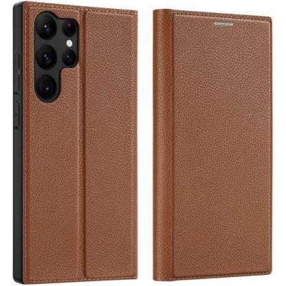 Dux Ducis Skin X2 Case - кожен калъф с поставка и отделение за кр. карти за Samsung Galaxy S23 Ultra (кафяв) 2