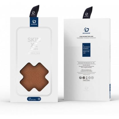 Dux Ducis Skin X2 Case - кожен калъф с поставка и отделение за кр. карти за Samsung Galaxy S23 Ultra (кафяв) 4