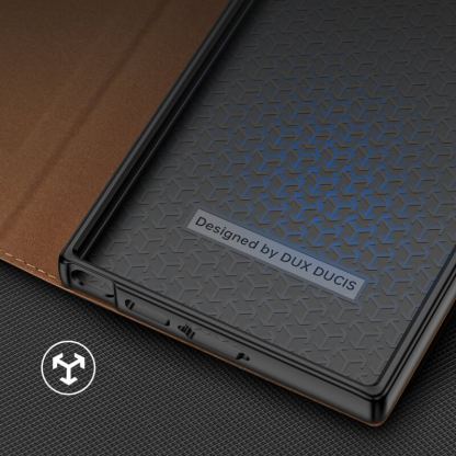 Dux Ducis Skin X2 Case - кожен калъф с поставка и отделение за кр. карти за Samsung Galaxy S23 Ultra (кафяв) 7