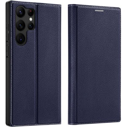 Dux Ducis Skin X2 Case - кожен калъф с поставка и отделение за кр. карти за Samsung Galaxy S23 Ultra (син) 2