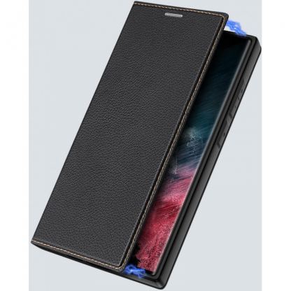 Dux Ducis Skin X2 Case - кожен калъф с поставка и отделение за кр. карти за Samsung Galaxy S23 Ultra (черен) 5